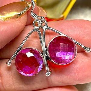 💖Pink topaz and sterling earrings -artisan handmade
